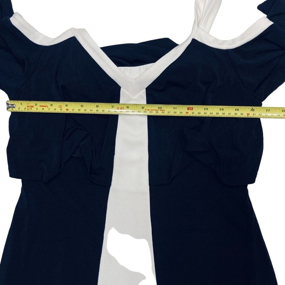 CATO est. 1946 Women's Cold Shoulder Dress Small Black White Above Knee Lined - Picture 10 of 12